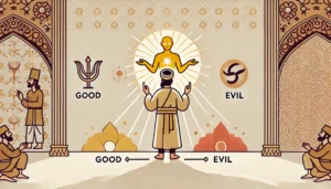 core beliefs of Zoroastrianism, particularly Ahura Mazda and the duality of good and evil. 