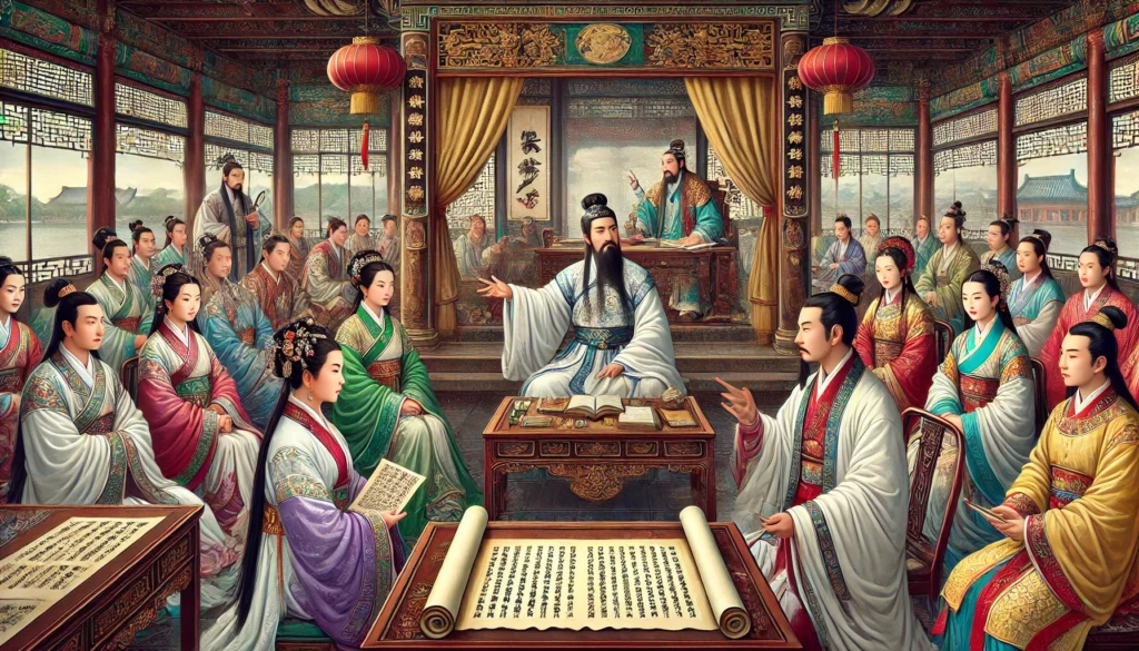 Ban Zhao as a tutor to Empress Deng and other royal women, highlighting her role in the imperial court and her contributions to education.